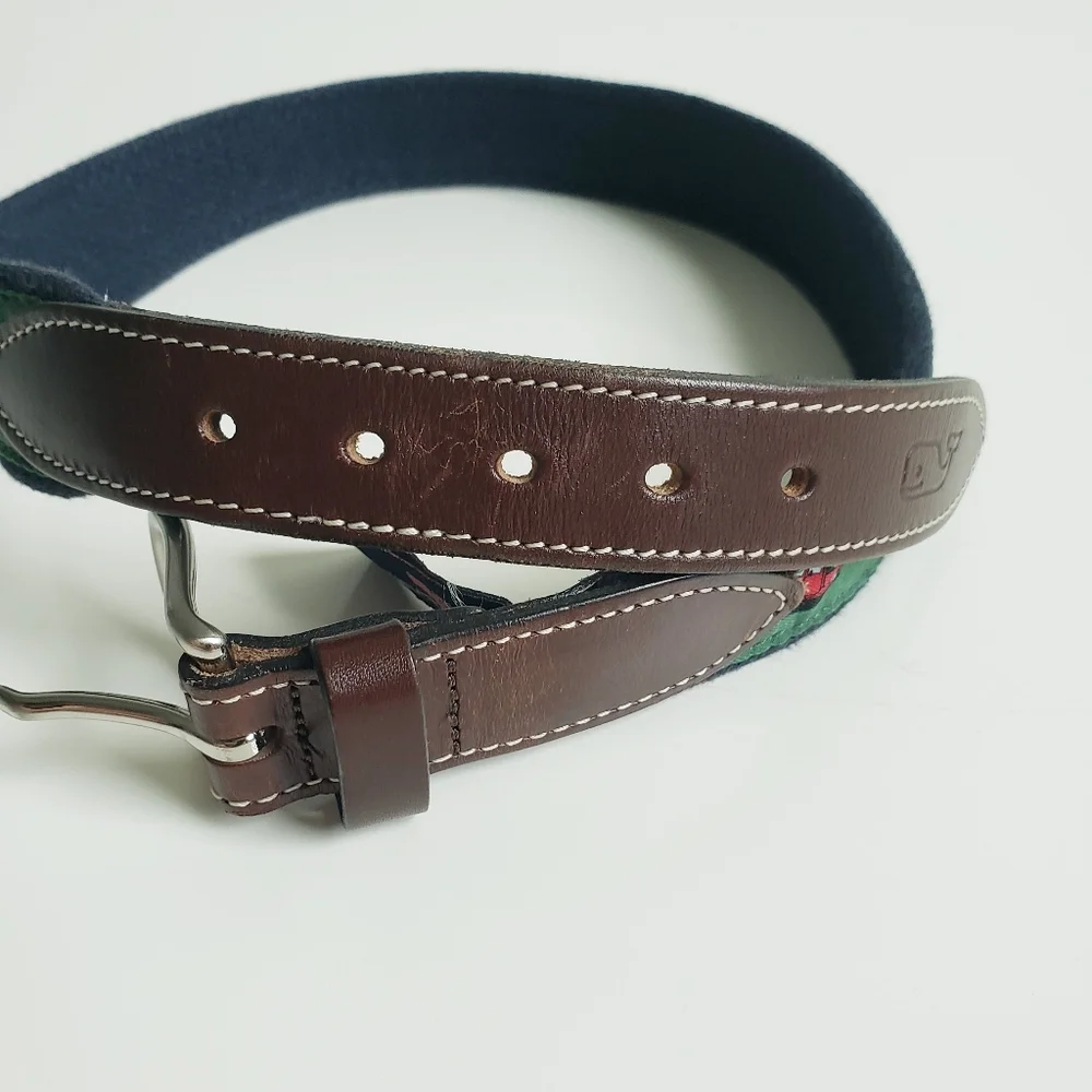 Vineyard Vines Christmas Red Truck Leather Kids Belt